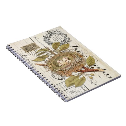 French Nest mit Eggs Spiral Journal Notebook Notizblock (Rechte Seite)