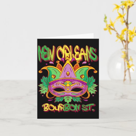 French New Orleans Mardi Gras Bourbon Street Souve Karte (Gelbe Blume)
