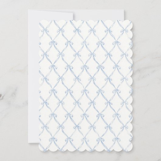 French Nursery Baby Boy Shower Coquette Stripe Bow Einladung (Rückseite)