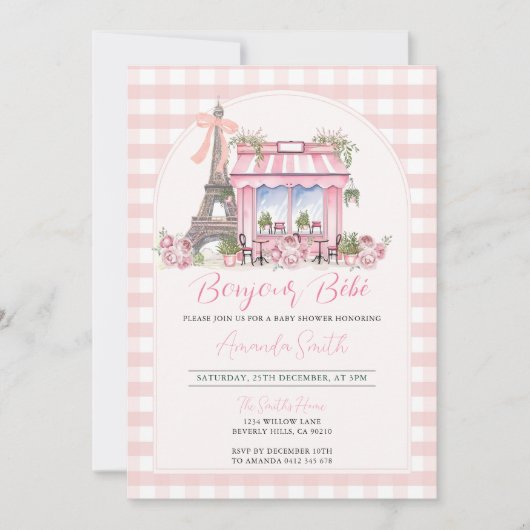 French Paris Baby Shower Bonjour Bebe Einladung (Vorderseite)