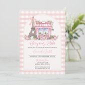 French Paris Baby Shower Bonjour Bebe Einladung (Stehend Vorderseite)