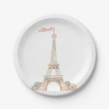 French Paris Bonjour Paper Plate