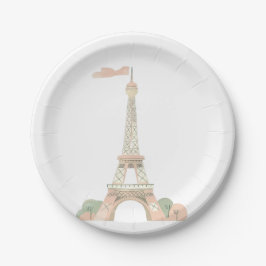 French Paris Bonjour Paper Plate Pappteller