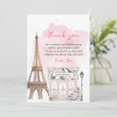French Parisian Café Tea Birthday Danke Karte (Stehend Vorderseite)