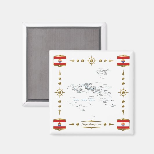 French Polynesia Map + Flags Magnet (Vorderseite/Rückseite)