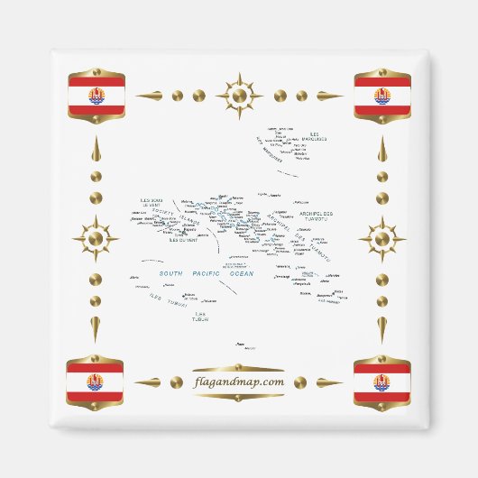 French Polynesia Map + Flags Magnet (Vorne)