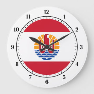 French Polynesian flag clocks Große Wanduhr