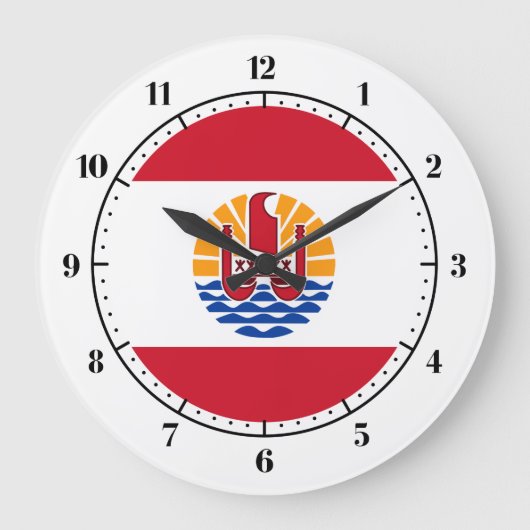 French Polynesian flag clocks Große Wanduhr (Vorderseite)