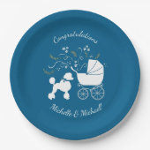 French Poodle Baby Shower Dog Pappteller (Vorderseite)