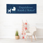French Poodle Baby Shower Hund Welpe Blue Boy Banner (Insitu)