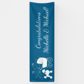 French Poodle Baby Shower Hund Welpe Blue Boy Banner (Vertikal)