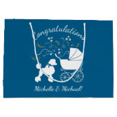 French Poodle Baby Shower Hund Welpe Blue Boy Große Geschenktüte (Rückseite)
