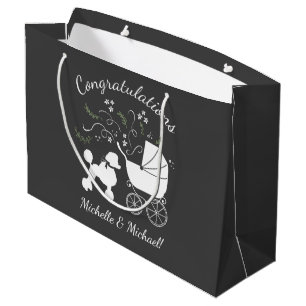 French Poodle Dog Baby Shower Puppy Grau Große Geschenktüte