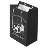 French Poodle Dog Baby Shower Puppy Grau Mittlere Geschenktüte (Vorderseite Schrägansicht)