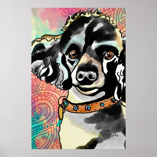 French Poodle Paisley Print Poster (Vorne)