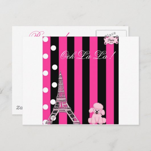 French Poodle Postkarte (Vorne/Hinten)