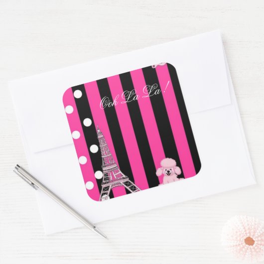 French Poodle Quadratischer Aufkleber (Umschlag)