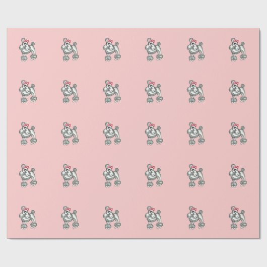 French Poodle Wrapping Paper Geschenkpapier (Flach)