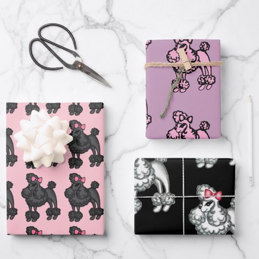 French Poodles Wrapping Paper Set Geschenkpapier Set (Vorderseite)