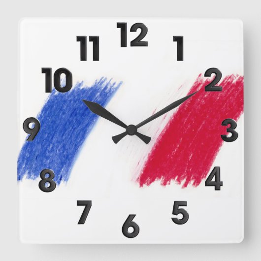 French Quadratische Wanduhr (Vorderseite)