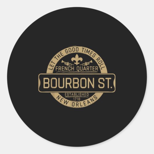 French Quarter Bourbon St New Orleans Fleur De Lis Runder Aufkleber (Vorderseite)