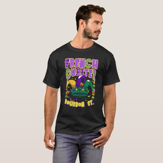French Quarter Bourbon Street New Orleans LA Mardi T-Shirt (Vorne ganz)