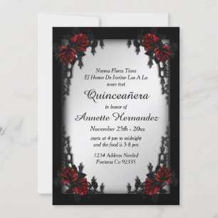 French Quarter Goth Silber Quinceañera  Einladung