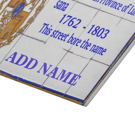 French Quarter Street Tile Mural, Name hinzufügen Schneidebrett (Ecke)