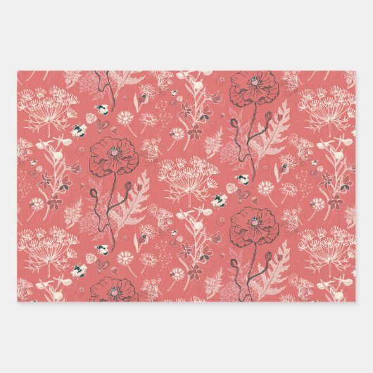 French Red Linen Geschenkpapier Set (Vorderseite)