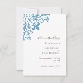 French Regency Blue Lilie Pattern Wedding Save The Date