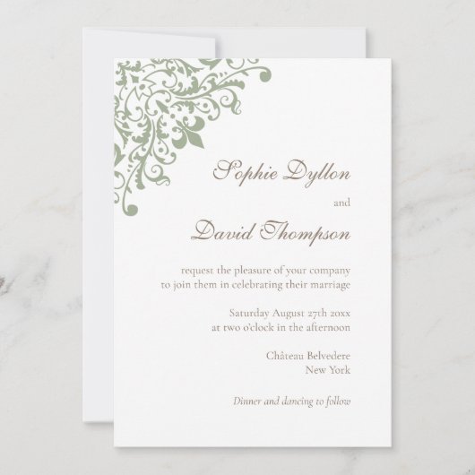 French Regency Green Lilie Pattern Einladung (Vorderseite)