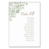French Regency Green Lilie Pattern Wedding Tischnummer (Vorderseite)