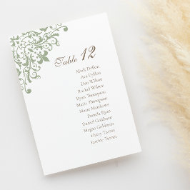 French Regency Green Lilie Pattern Wedding Tischnummer