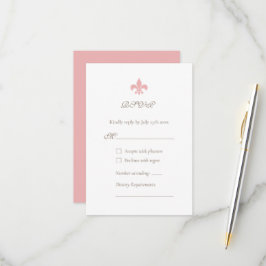 French Regency Pink Lilie Design Wedding RSVP Karte