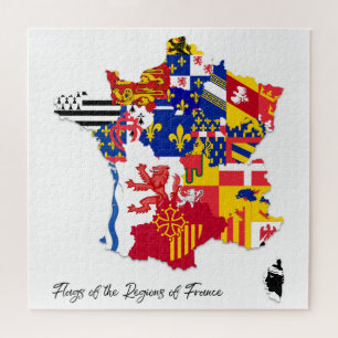 French Regions Flags Map, Frankreich, Educational Puzzle