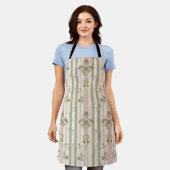 French Retro Damask Stripe All-Over Print Apron Schürze (Getragen)