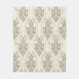 French Retro Damask Stripe Pattern – Vintage Sage Fleecedecke