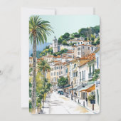 French Riviera Beach Coastal Town Wedding Einladung (Rückseite)