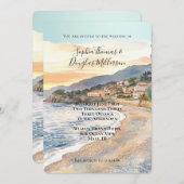 French Riviera Beach Coastal Wedding Einladung (Vorne/Hinten)