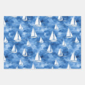 French Riviera Blue Umbrellas Boats Stripes Geschenkpapier Set (Vorderseite 2)