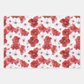French Riviera Red Flowers Stripes Shells Geschenkpapier Set (Vorderseite)