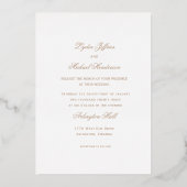 French Rococo Gold Foil Rose Monogram Wedding Folieneinladung (Rückseite)