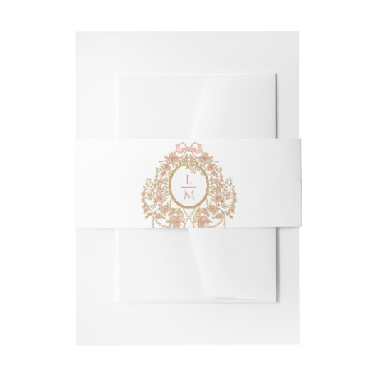 French Rococo Rose Monogram Wedding Einladungsbanderole (Vorderseite Beispiel)