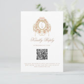 French Rococo Rose Monogram Wedding QR Code RSVP Karte (Stehend Vorderseite)