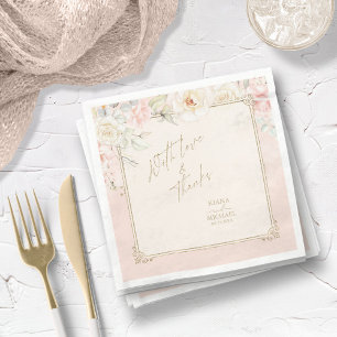 French Romance Wedding Floral Frame Blush ID870 Serviette