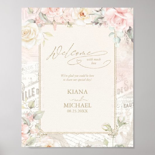French Romance Wedding Welcome Blush ID870 Poster (Vorne)