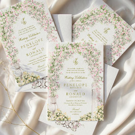 french romantic garden arch monogram royal wedding einladung