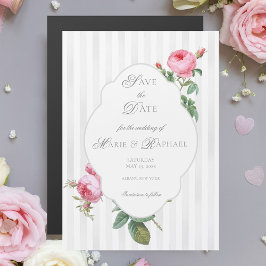 French Rose Botanical Wedding Save the Date Magneteinladung