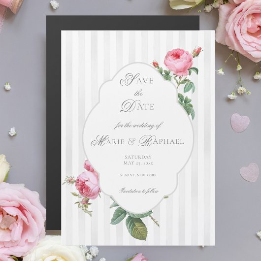 French Rose Botanical Wedding Save the Date Magneteinladung