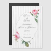 French Rose Botanical Wedding Save the Date Magneteinladung (Vorne/Hinten)